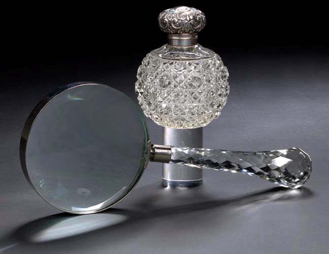 Appraisal: Attractive Edwardian Sterling Silver-Capped Cut Glass Cologne Bottle first quarter