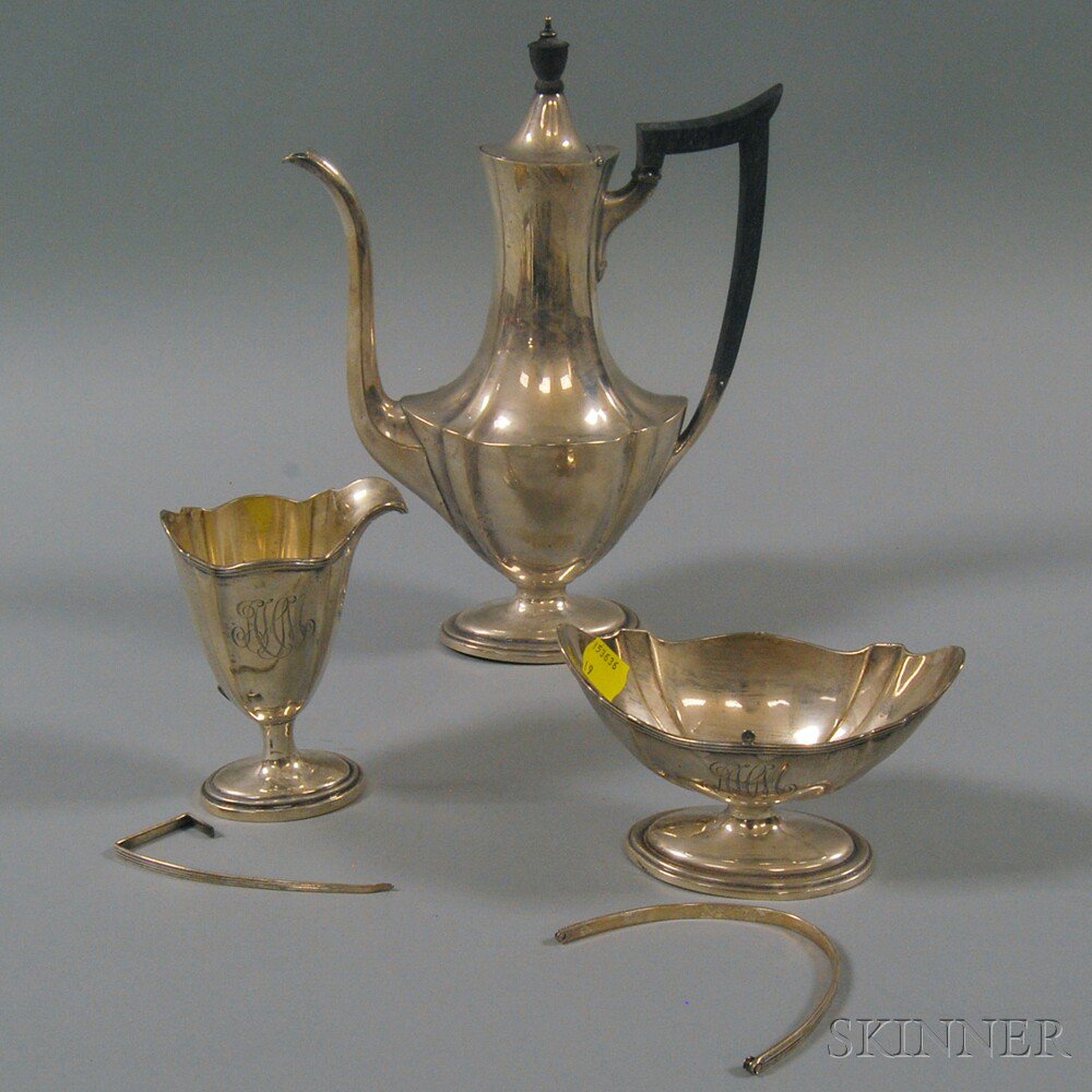 Appraisal: Three-piece Gorham Neoclassical-style Sterling Silver Tea Set comprised of urn-form