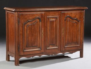 Appraisal: French Louis XV Style Carved Walnut Sideboard t French Louis