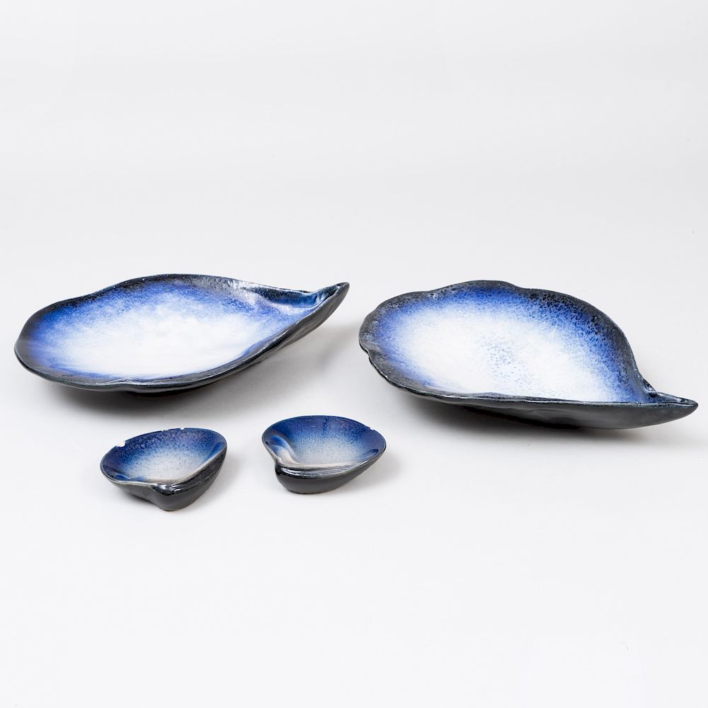 Appraisal: Pair of French Porcelain Oyster Form Plates and a Pair