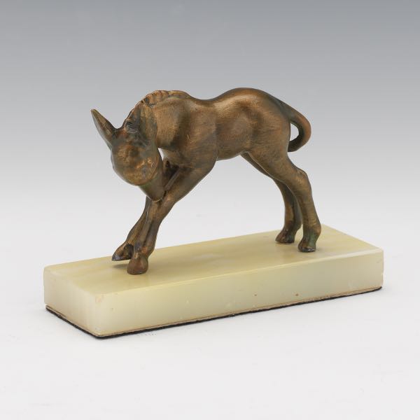 Appraisal: GILT METAL CABINET SCULPTURE OF A DONKEY ON QUARTZ BASE