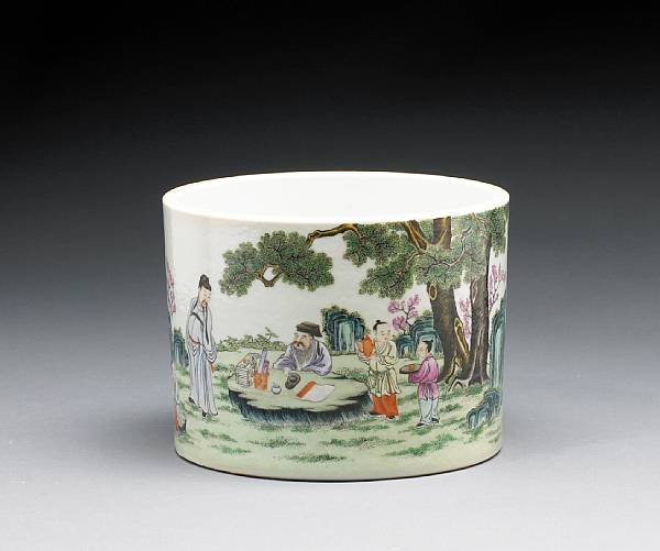 Appraisal: A famille rose enameled porcelain brush pot Qianlong Mark Republic