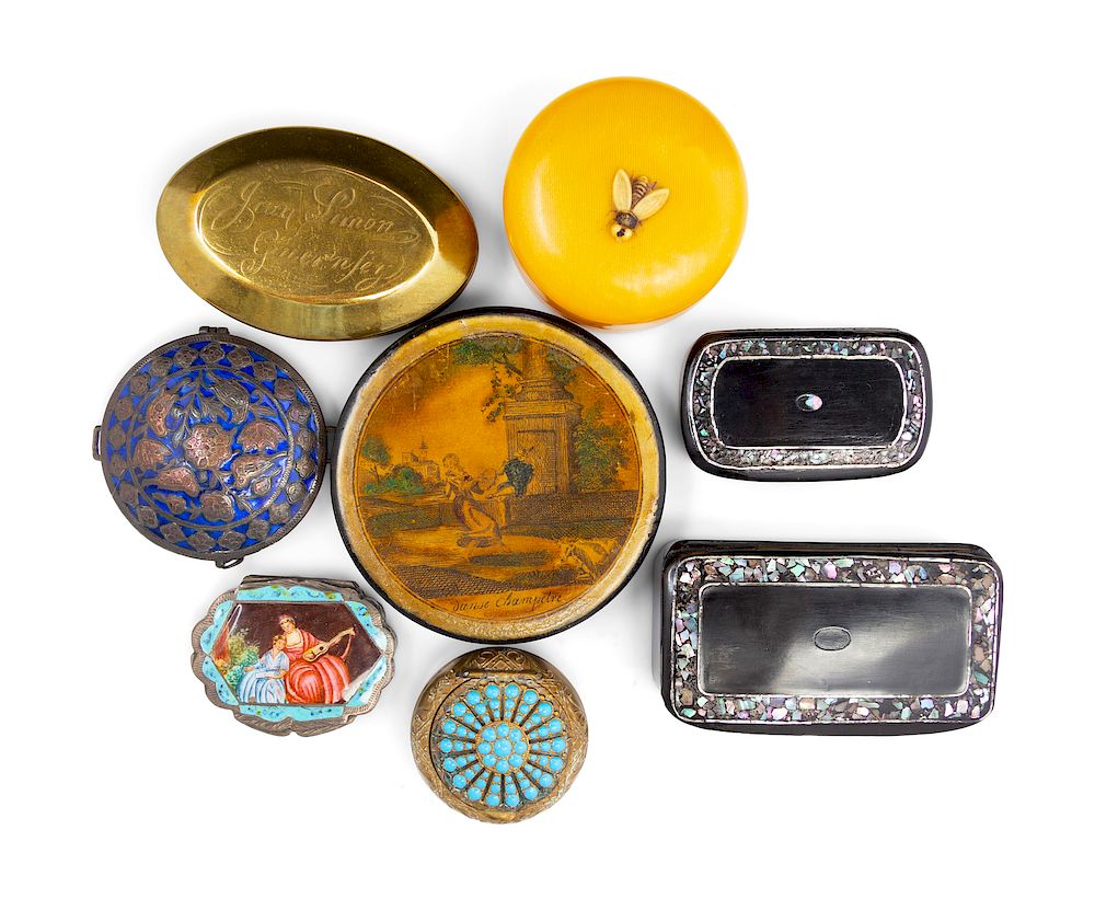 Appraisal: A Collection of Ten Continental Snuff Boxes EA A Collection