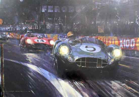 Appraisal: Attrib Nicholas Watts collotype 'Aston Martin Victorious - Le Mans