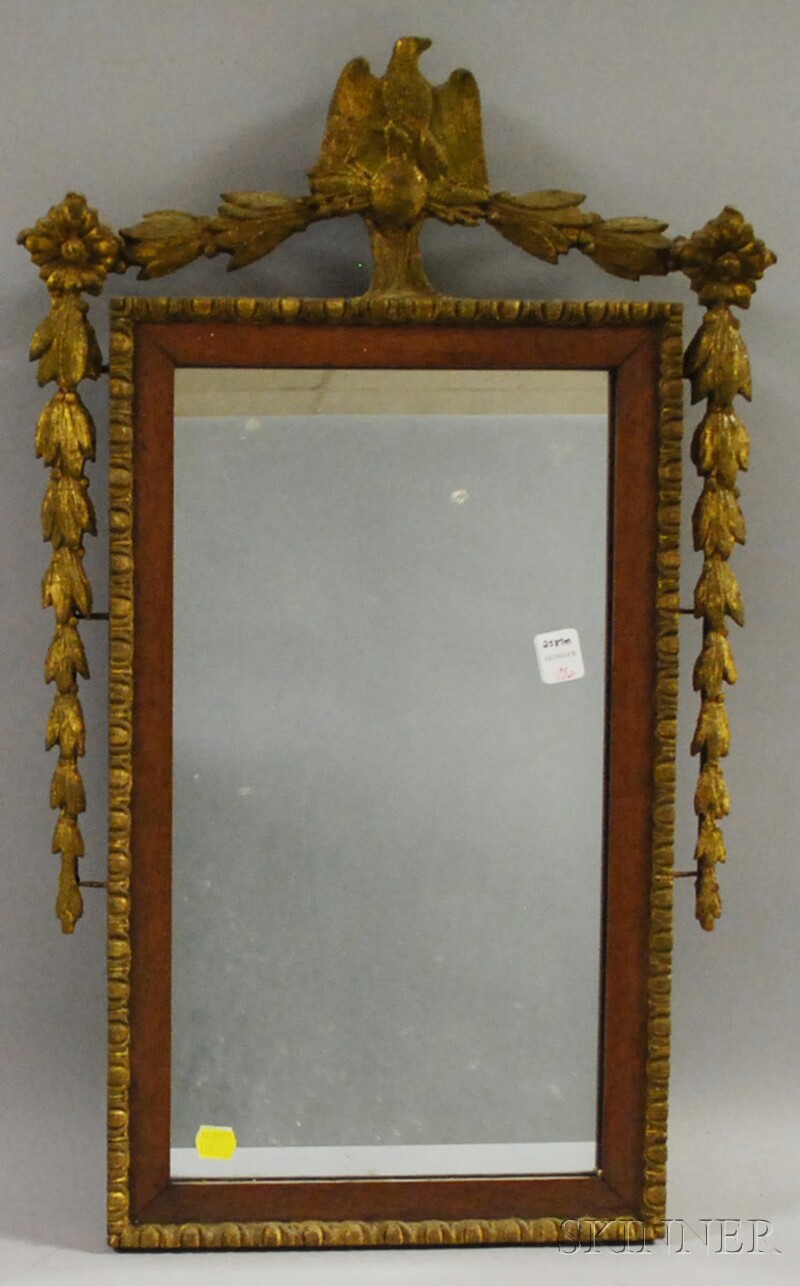 Appraisal: Gilt-gesso and Mahogany Veneer Mirror with Eagle Crest lg in