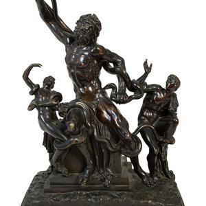 Appraisal: A Continental Patinated Bronze Figural Group After Agesander of Rhodes