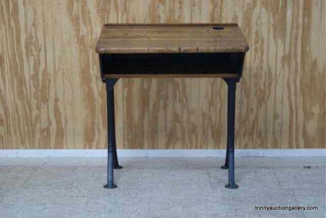 Appraisal: Antique Oak And Metal Child's School DeskThis is a very