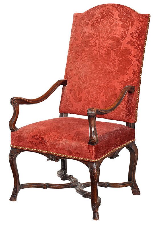 Appraisal: Louis XV Carved Walnut Open Armchair French th century with