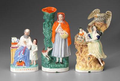 Appraisal: Three Staffordshire figures Eli and Samuel in overall crazing several