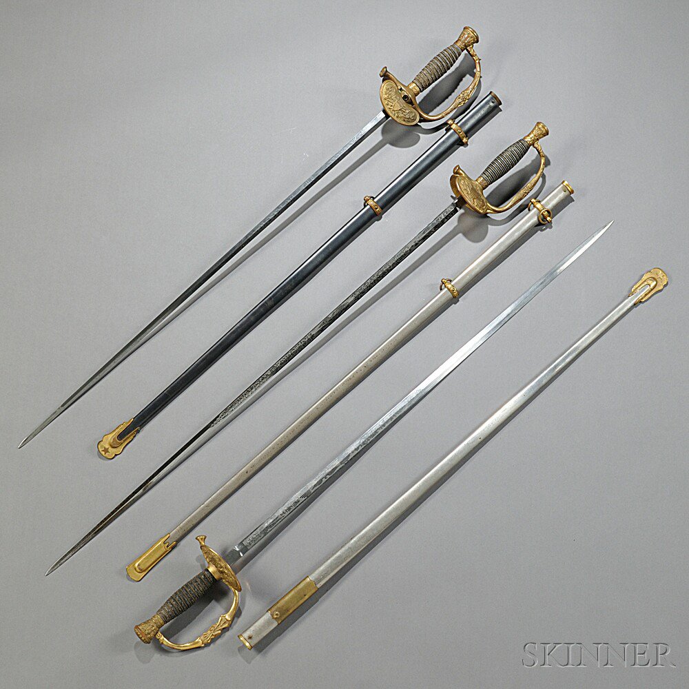 Appraisal: Three Model Staff Field Officer's Swords c mid to late