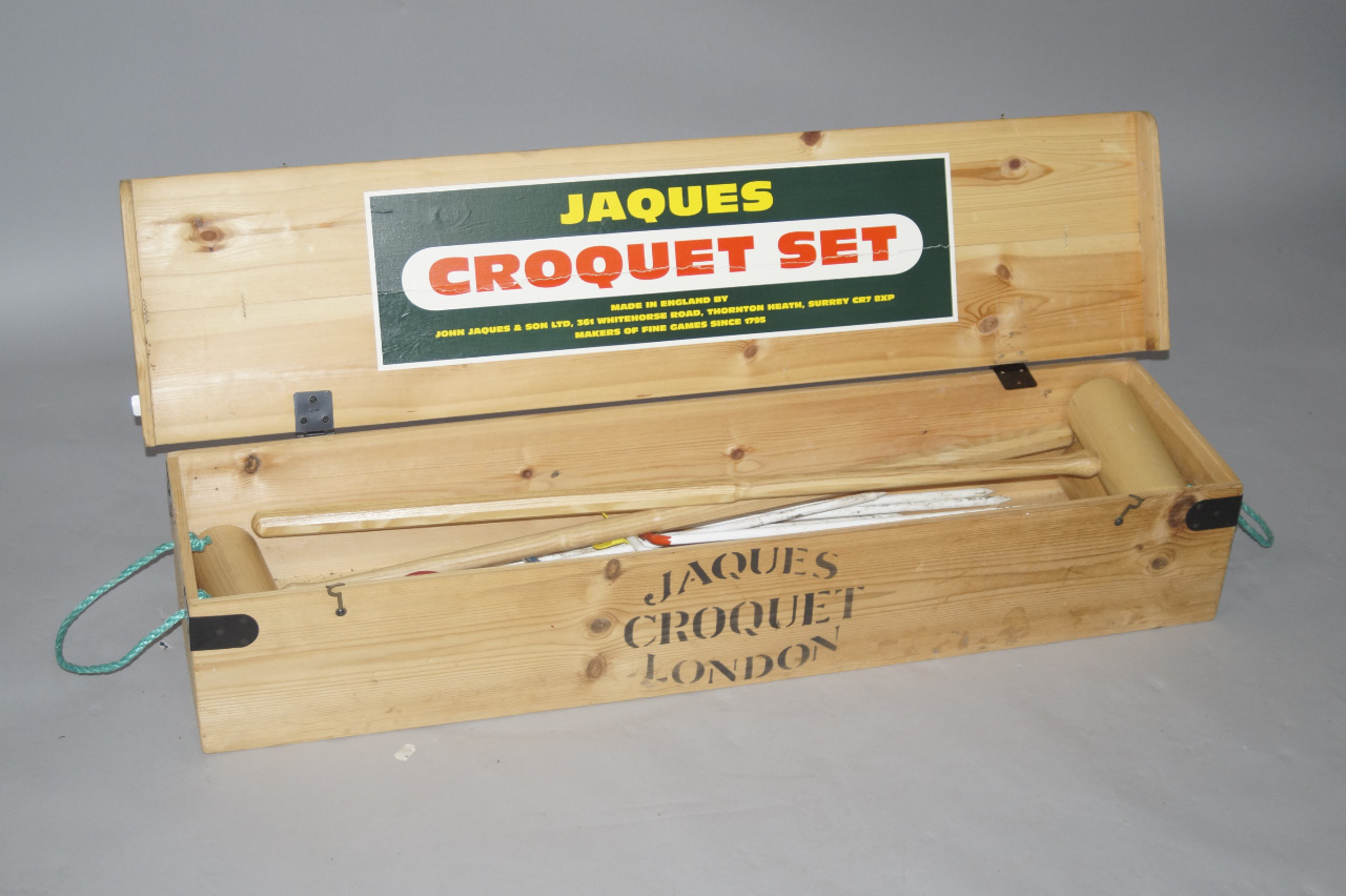 Appraisal: A Jacques croquet set one mallet lacking boxed