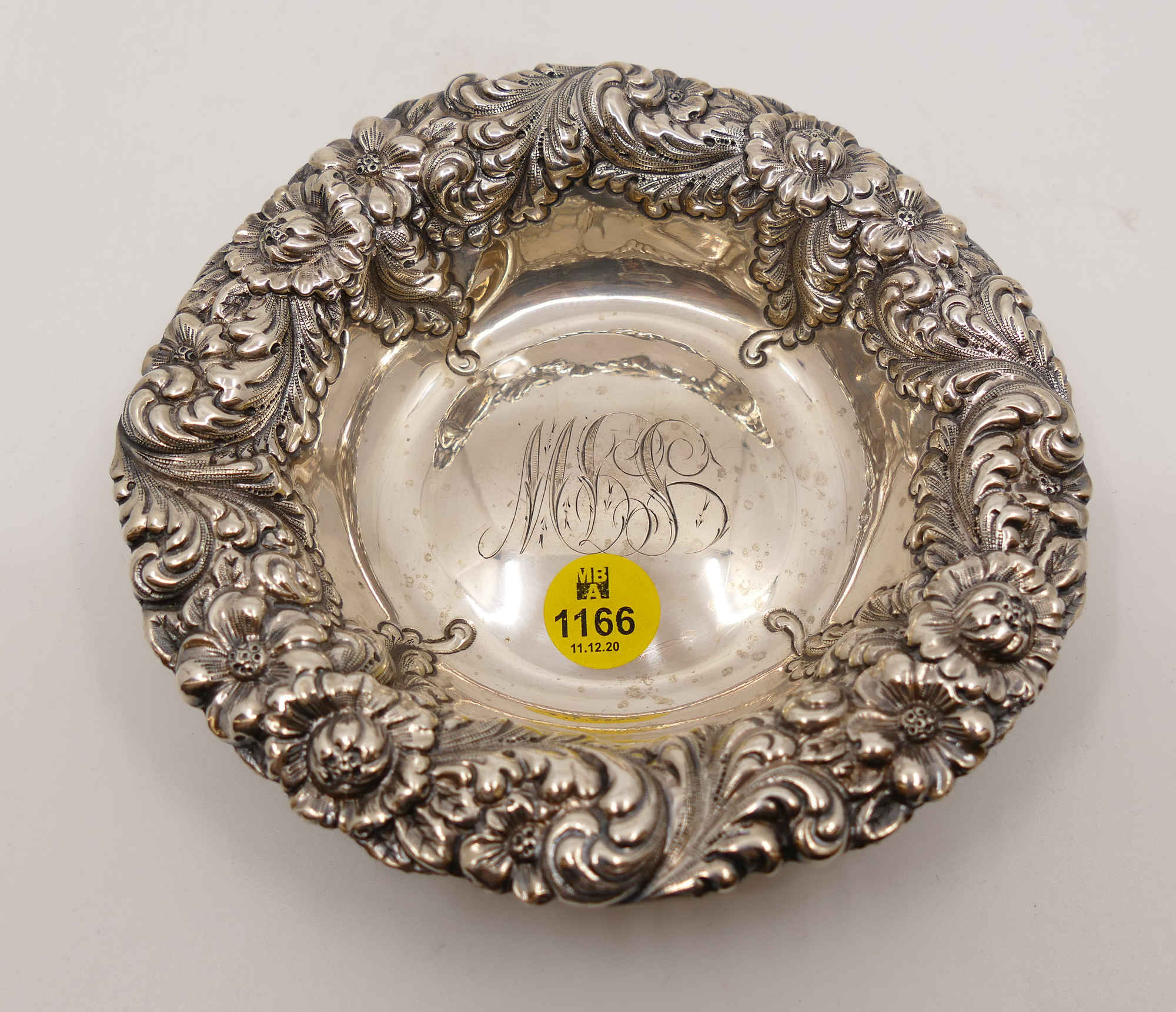 Appraisal: Floral Repousse Sterling Bowl- ''- g