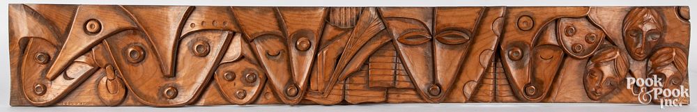 Appraisal: Four Ecuador carved panels by Luis Potosi Four Ecuador carved