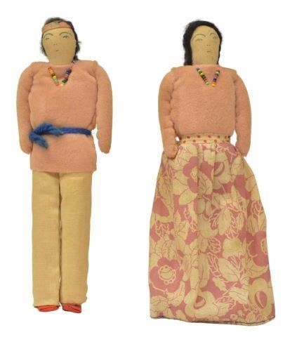 Appraisal: lot of Native American cloth dolls one male one female