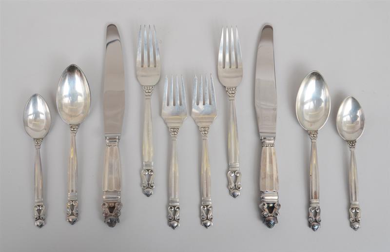 Appraisal: GEORG JENSEN SILVER -PIECE FLATWEAVE SERVICE FOR EIGHT IN THE