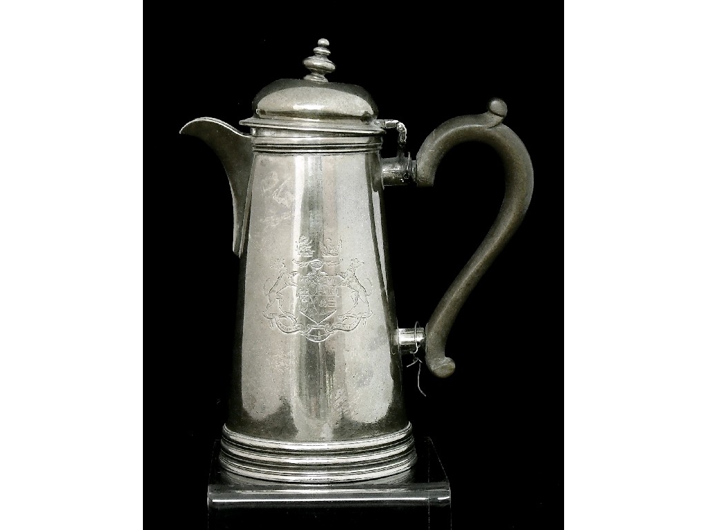 Appraisal: George II style hot water pot of plain cylindrical tapering