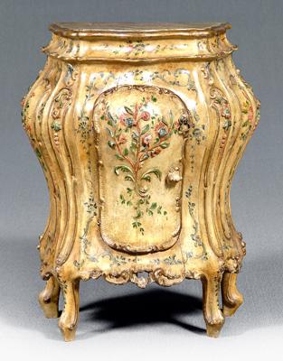 Appraisal: Venetian rococo style painted commode bomb eacute form with faux