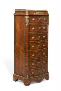 Appraisal: A FRENCH GILT METAL MOUNTED TULIPWOOD AND ROSEWOOD SEPENTINE SECRETAIRE