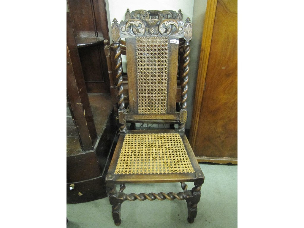 Appraisal: Victorian mahogany Canterbury and two oak and cane mounted chairs