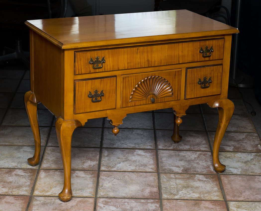 Appraisal: TIGER MAPLE LOWBOY CHEST th C Single full length drawer