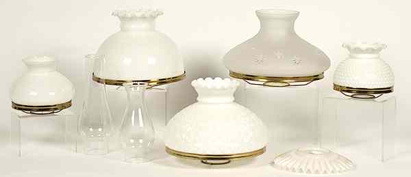 Appraisal: Hanging Milk Glass Shades American thirteen items including four milk