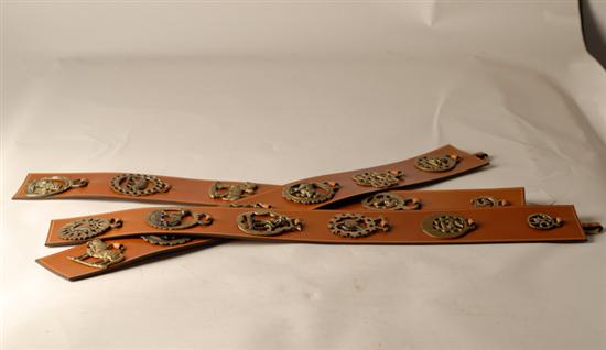 Appraisal: Horse Brasses on Leather Hangers