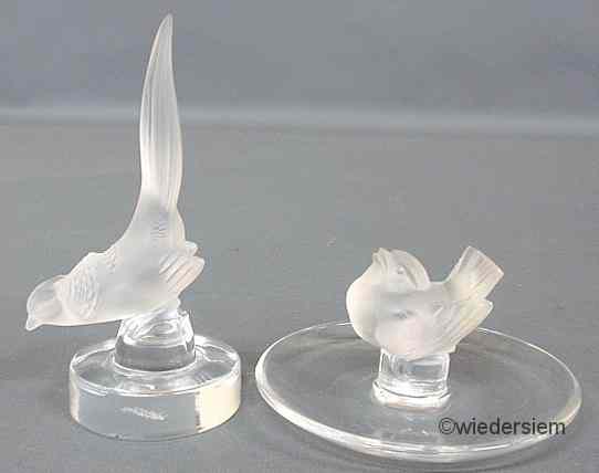 Appraisal: Two signed Lalique crystal birds tallest ''h