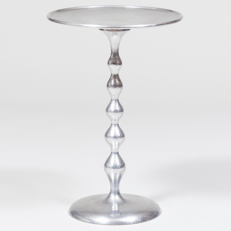 Appraisal: Contemporary Hammered Aluminum Circular Side Table x in diam Condition