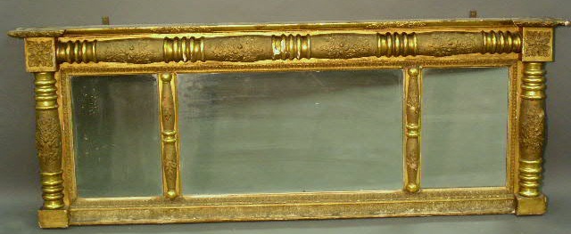 Appraisal: Empire gilt overmantel mirror c h x