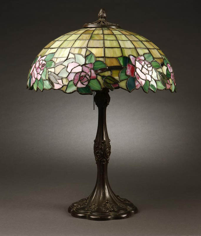 Appraisal: JA Whaley Arts Crafts leaded glass lamp roses JA Whaley