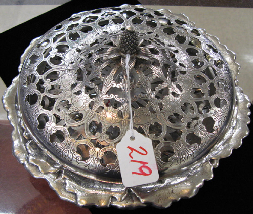 Appraisal: A STERLING SILVER SERVING TRAY AND A VICTORIAN FLOWER FROG