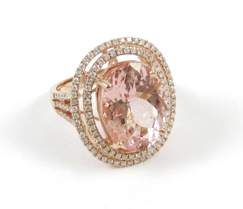 Appraisal: MORGANITE DIAMOND AND ROSE GOLD RING The k rose gold