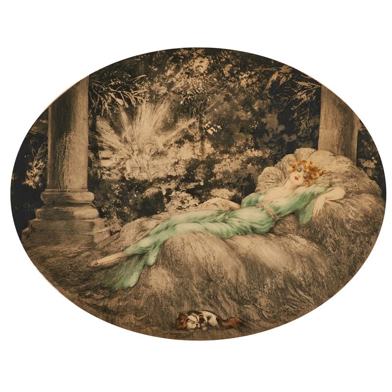 Appraisal: LOUIS ICART French - Etching on paper Sleeping Beauty framed