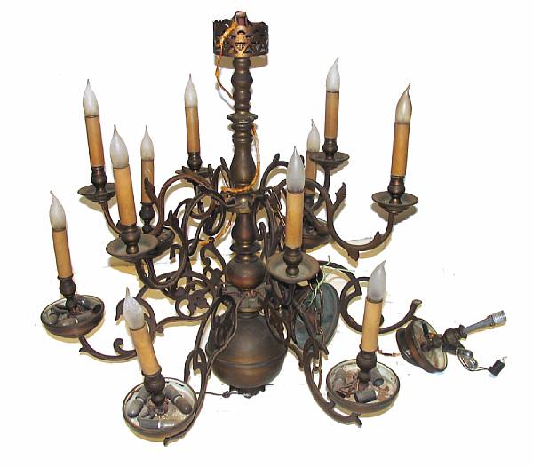 Appraisal: A Dutch Baroque style brass chandelier height in diameter in