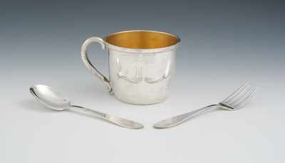 Appraisal: A Sterling Silver Baby Cup Spoon and Fork by R