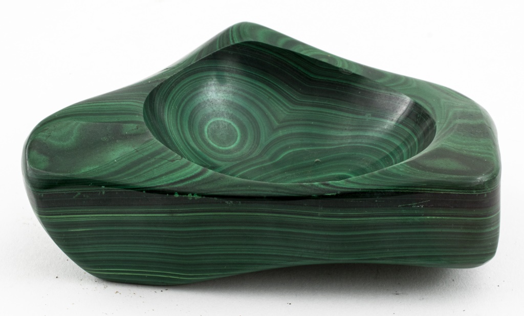 Appraisal: MALACHITE VIDE POCHE Malachite mineral specimen vide poche or ashtray