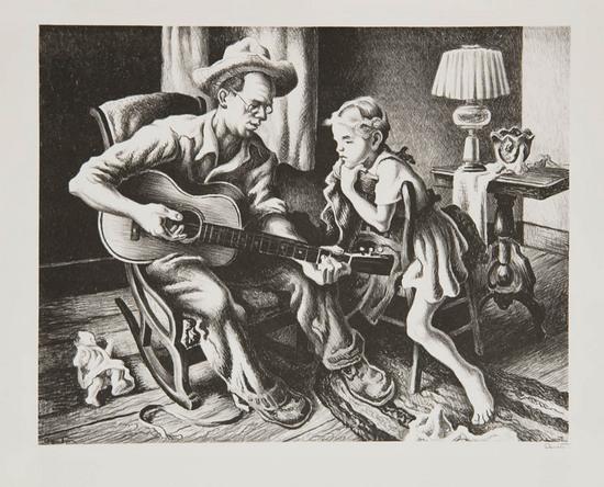 Appraisal: Thomas Hart Benton - the music lesson f lithograph signed