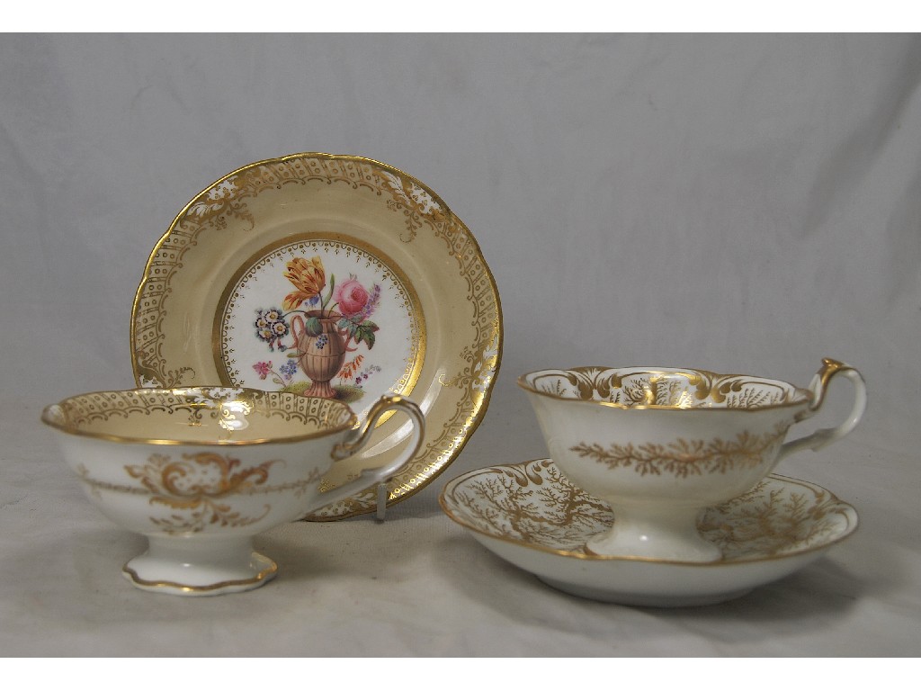 Appraisal: An early Victorian cabinet tea cup and saucer painted with