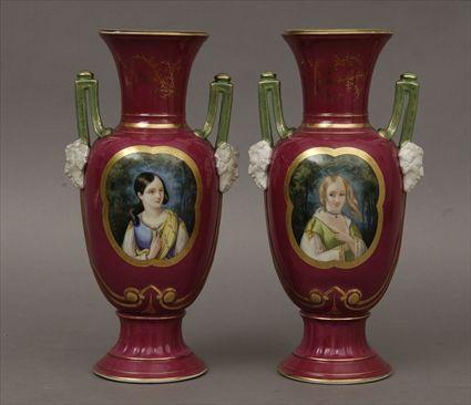 Appraisal: Pair of English Gilt and Polychrome Decorated Porcelain Urn-Form Vases