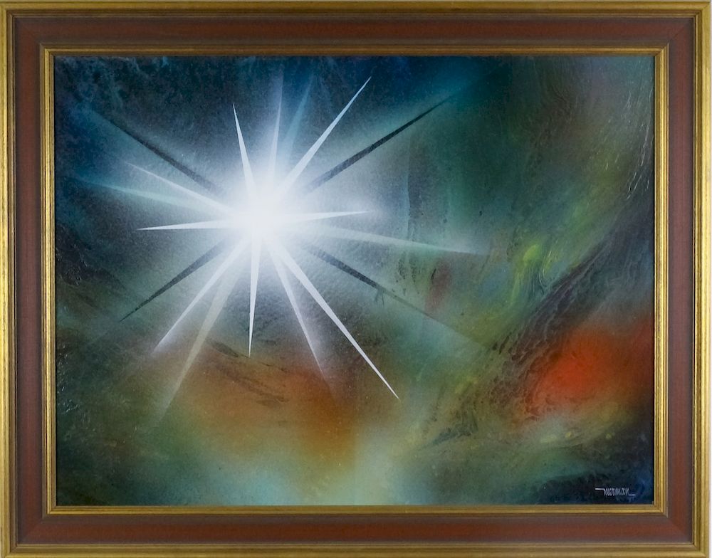 Appraisal: Leonardo Nierman b Abstract Star Oil Painting Leonardo Nierman born