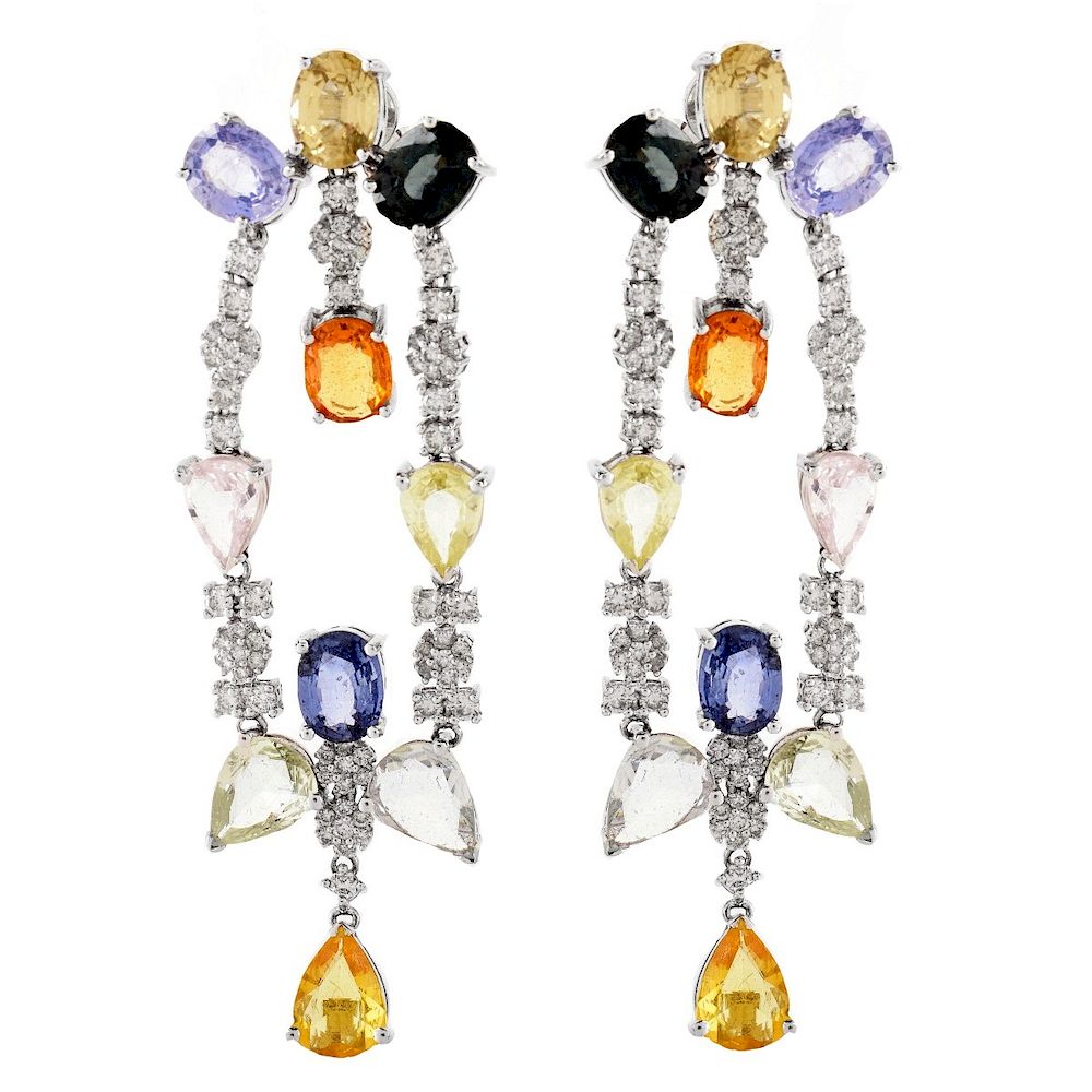 Appraisal: Diamond and Multi Color Stone Chandelier Earrings Approx Carat Round