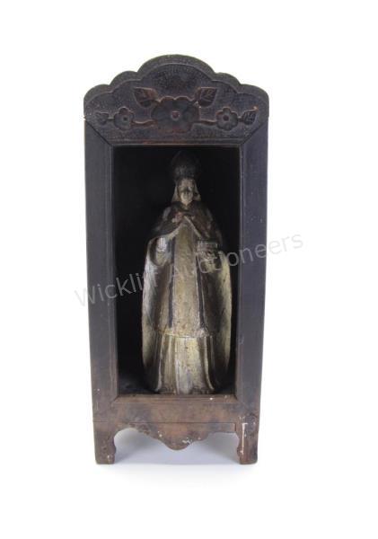 Appraisal: Carved Wooden Santos and Shrine hand carved Santos depicting male