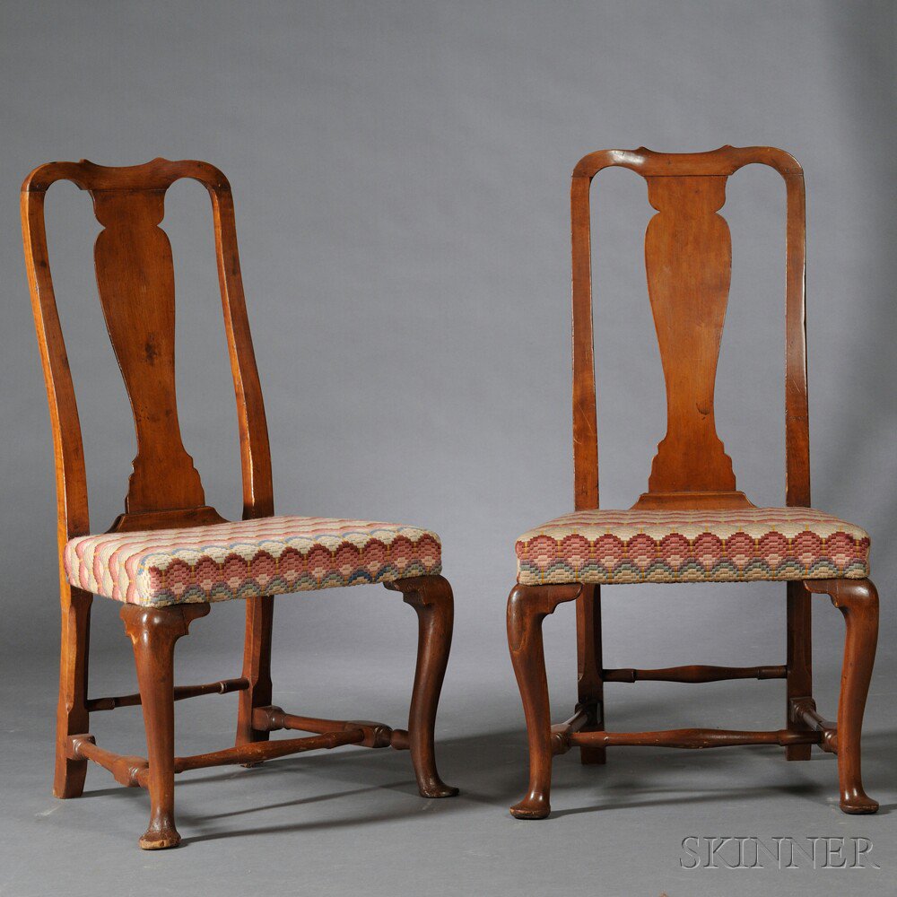 Appraisal: Pair of Queen Anne Maple Side Chairs Massachusetts c -