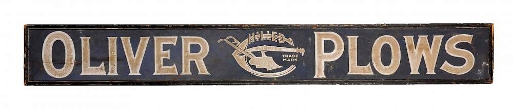 Appraisal: Oliver Chilled Plows Wooden Advertising Trade Sign This sign has