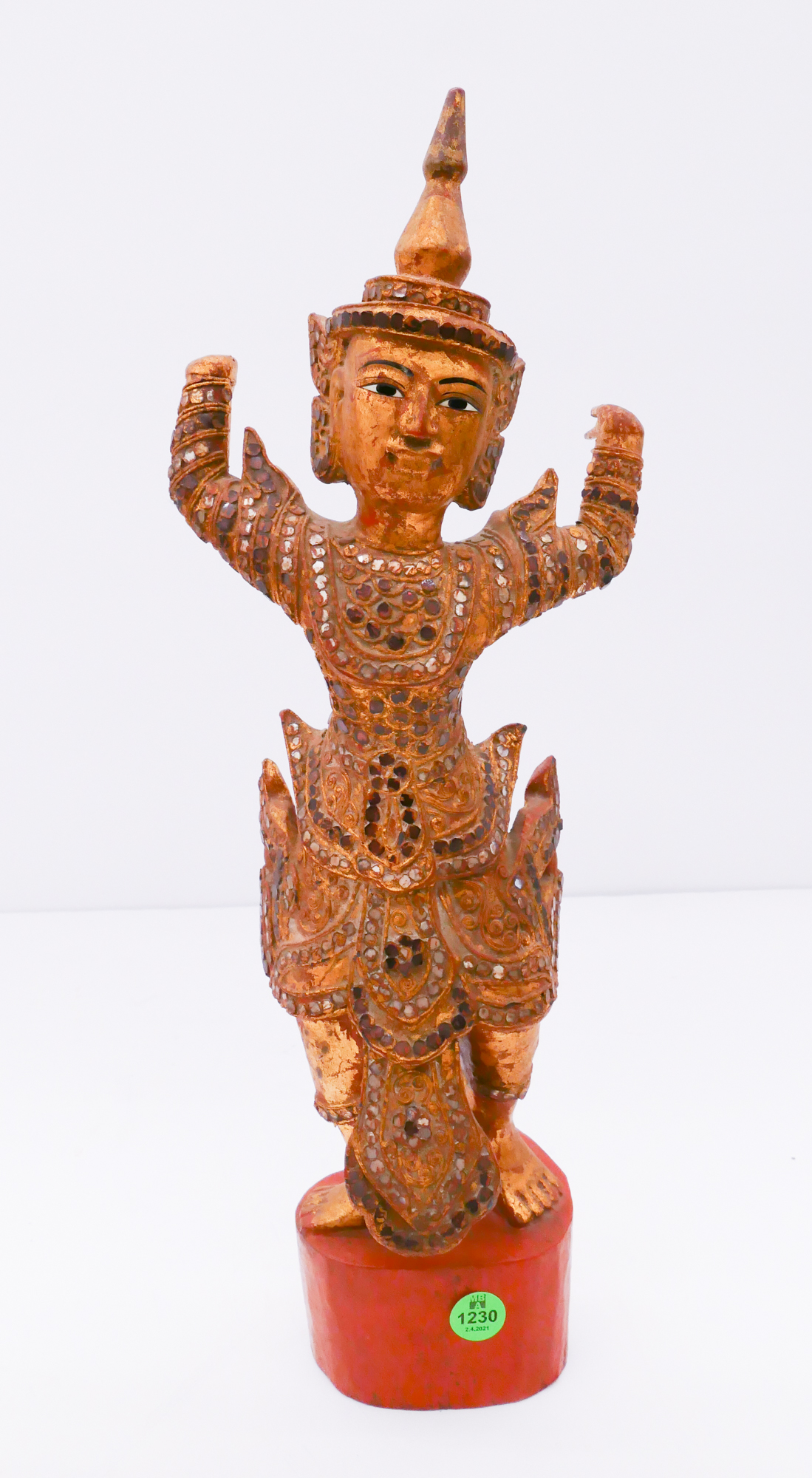 Appraisal: Thai Gilt Jeweled Wood Carved Dancer- ''