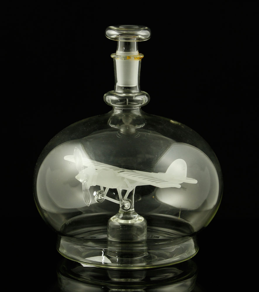 Appraisal: - Hand Crafted Airplane Hand crafted airplane in glass bottle