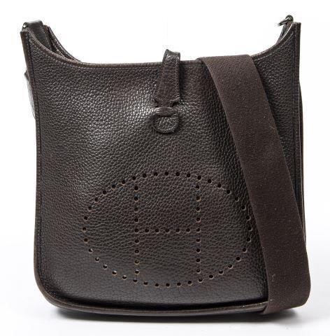 Appraisal: Hermes Evelyne crossbody bag collection in chocolat Clemence leather with