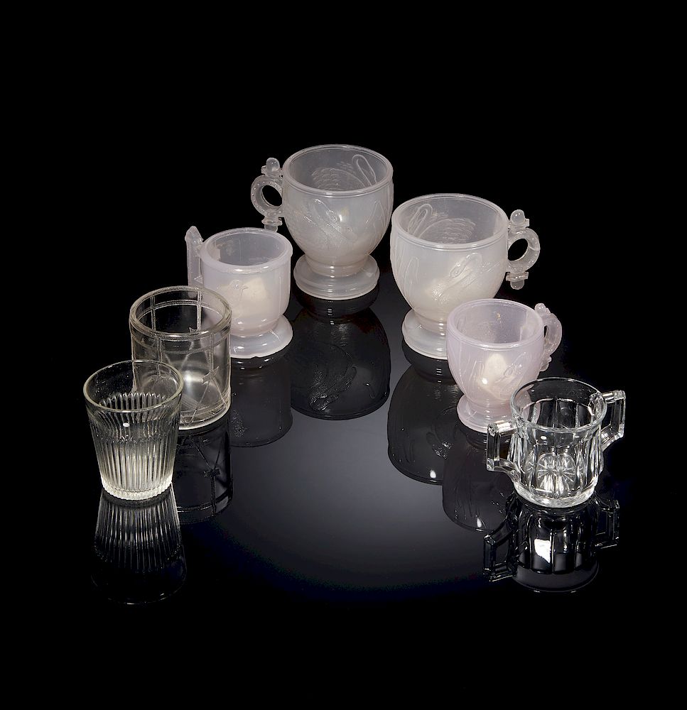 Appraisal: Clam Broth Glass Mugs Two clam broth glass mugs in