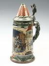 Appraisal: STEIN - Mettlach depicts thirsty knight drinking in cellar L