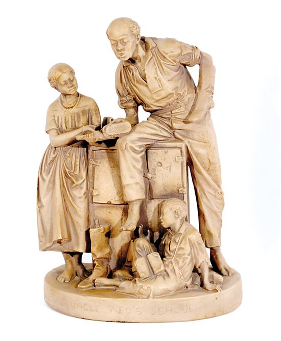 Appraisal: American school UNCLE NED'S SCHOOL figural grouping painted plaster casting